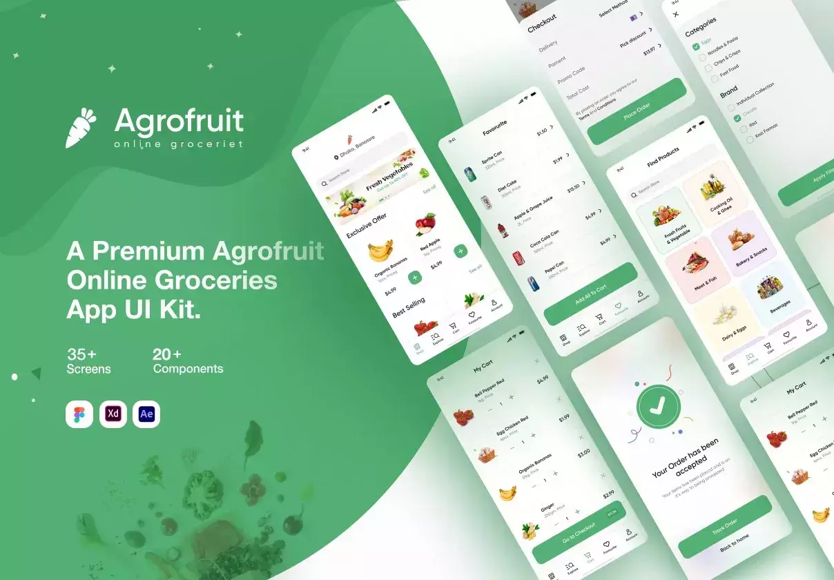 Agrofruit | Groceries App UI Kit