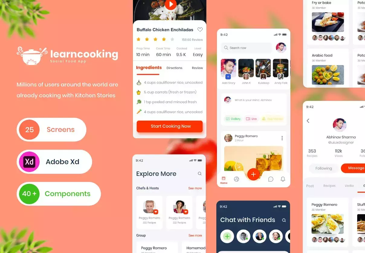 Social application for food lovers UI kit