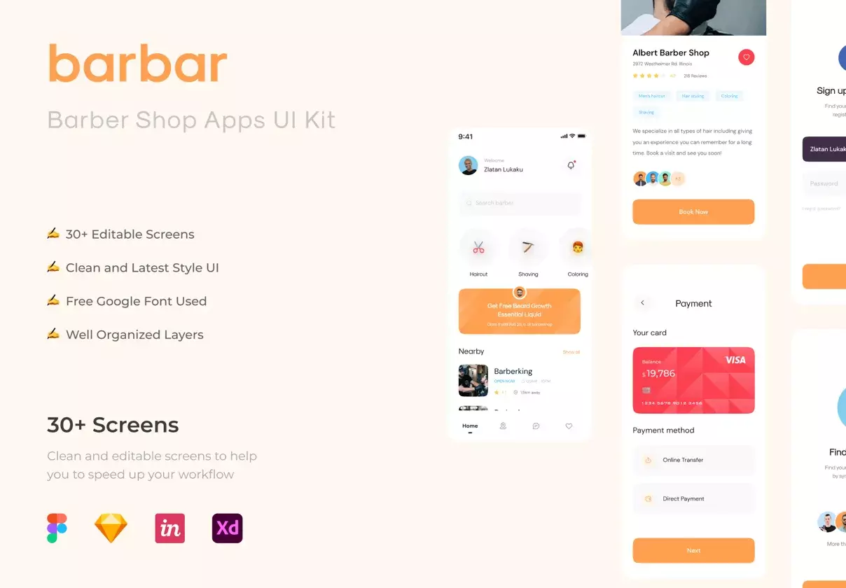 Barbar - Barbershop UI KIT