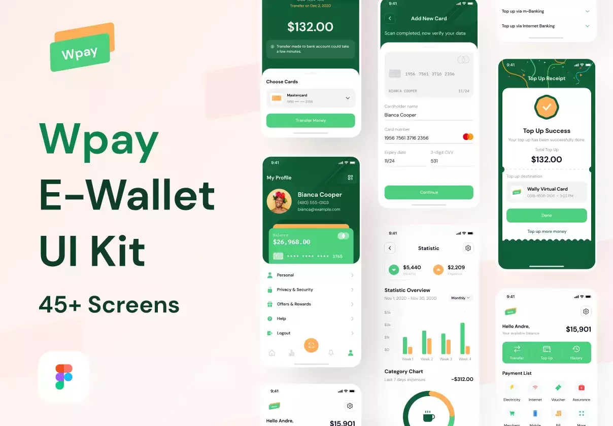 Modern App UI Design Kit for e-wallet & finance industry