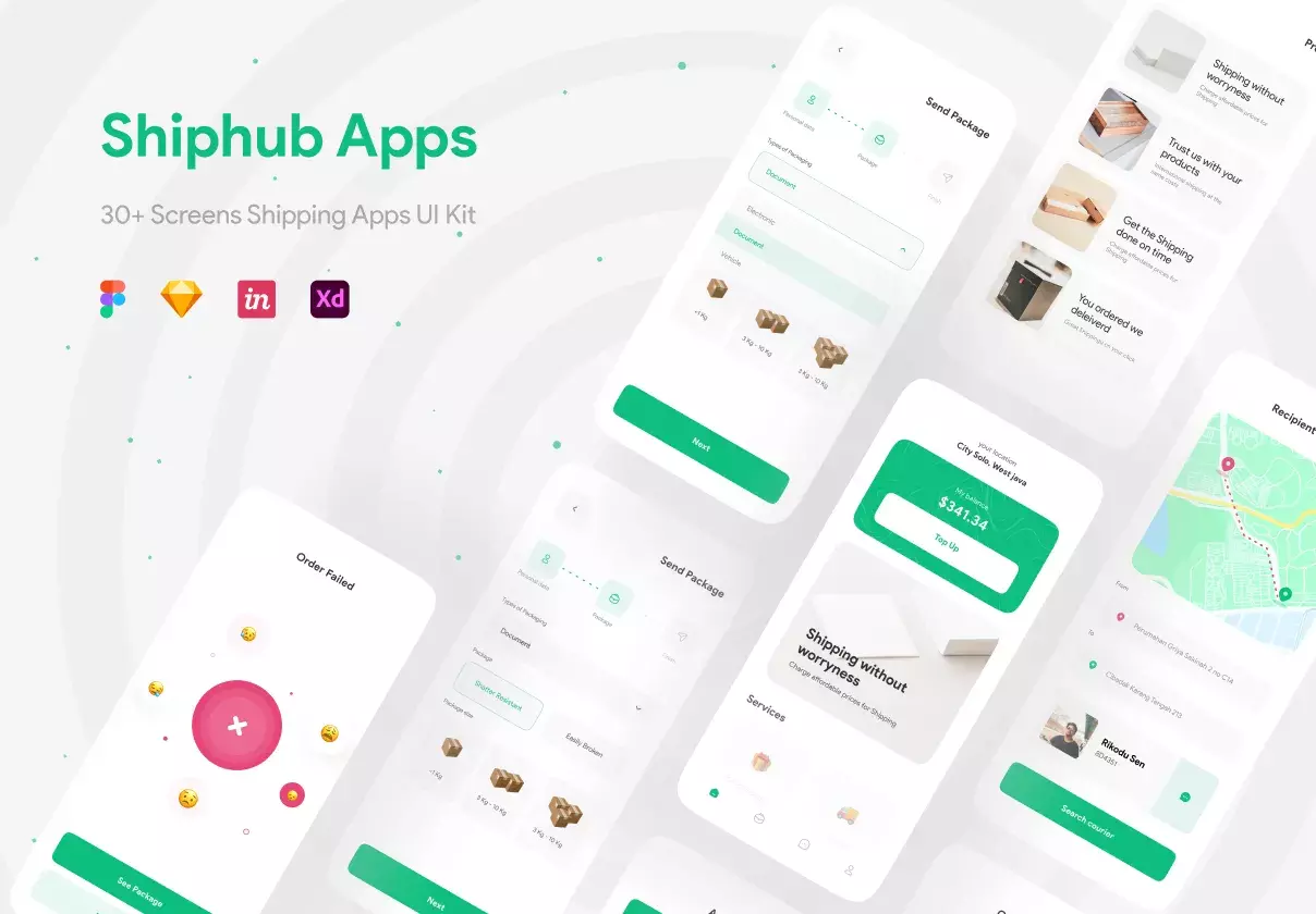 Shiphub is An Mobile App UI kit for shipping delivery service