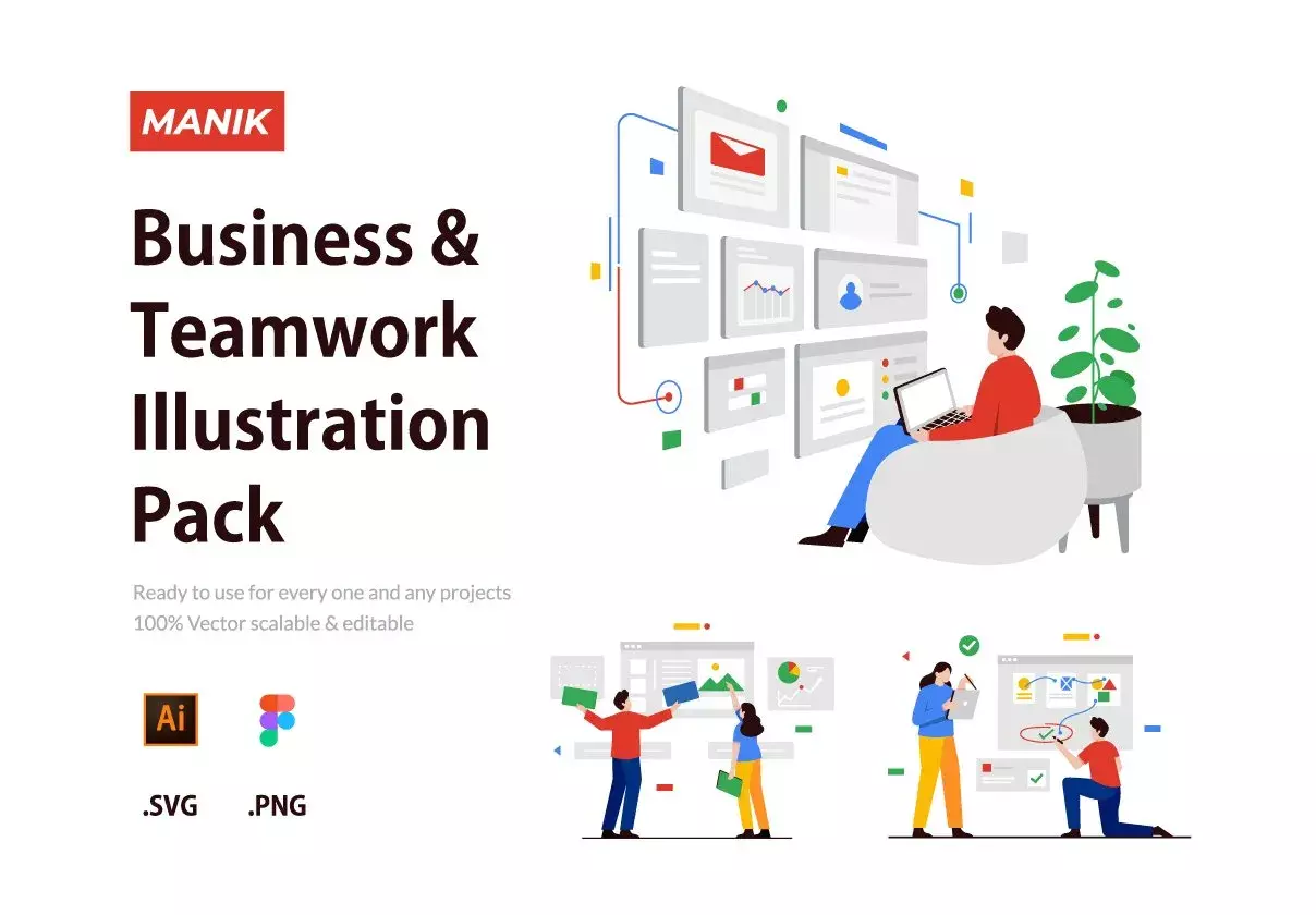 MANIK - Business strategy & Teamwork Illustration Pack