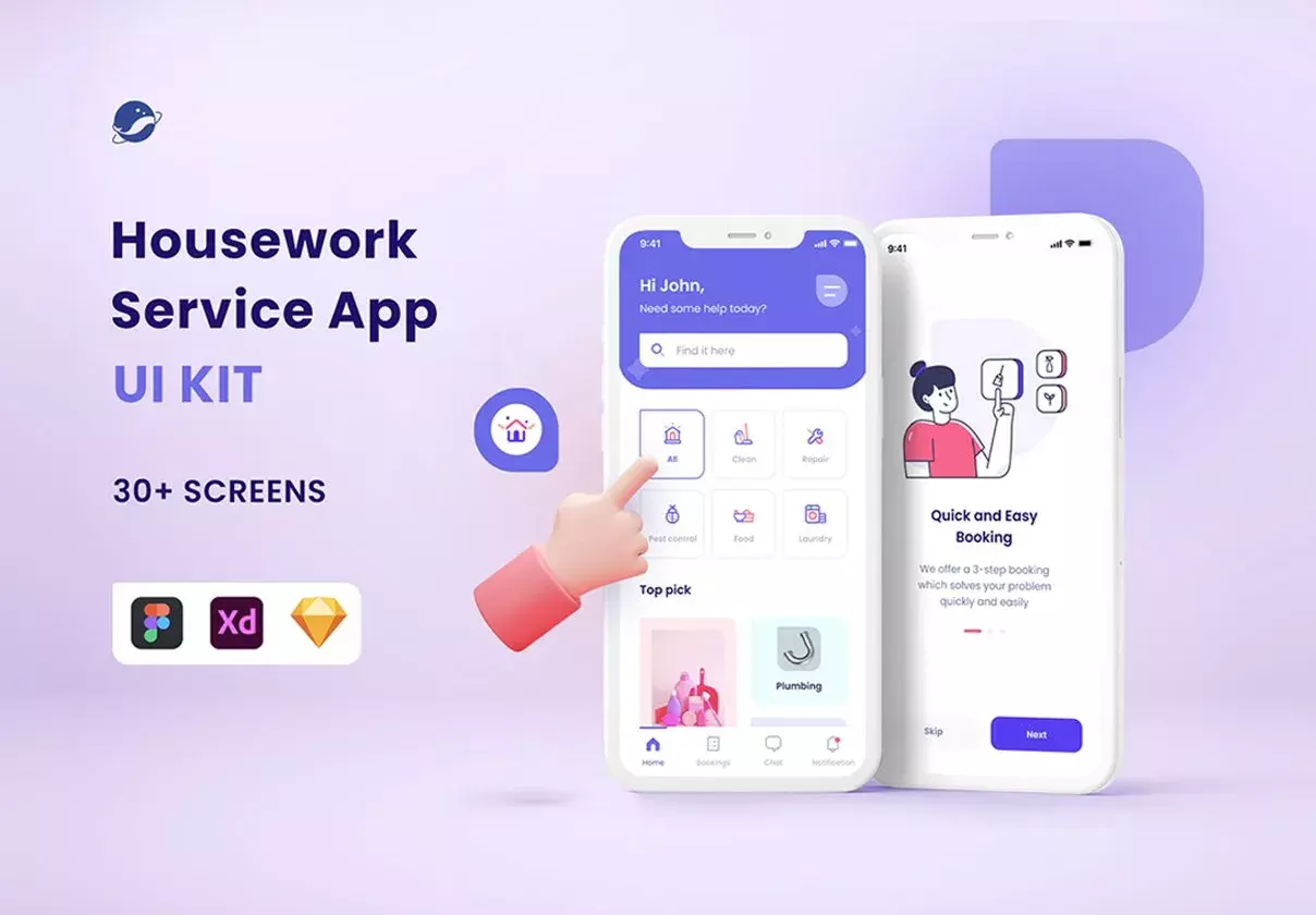 Housework Service App UI Kit