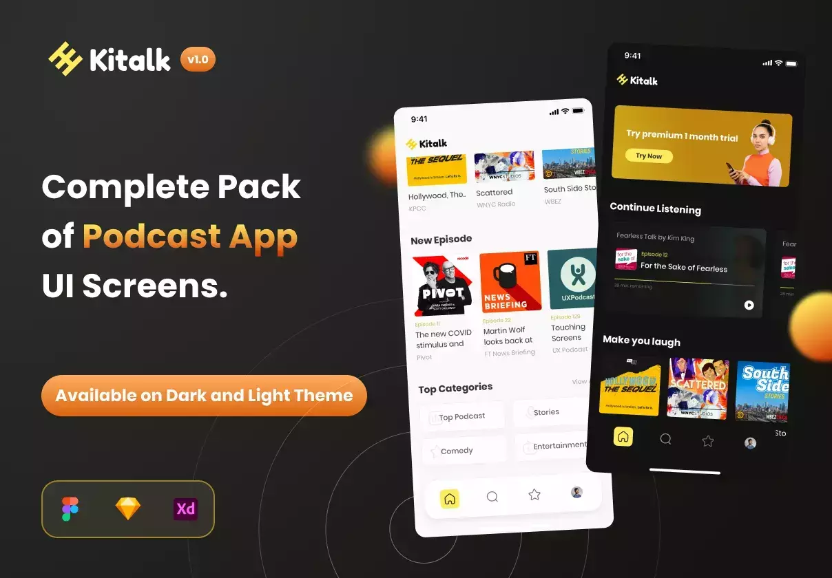 Kitalk - Podcast App UI Kit