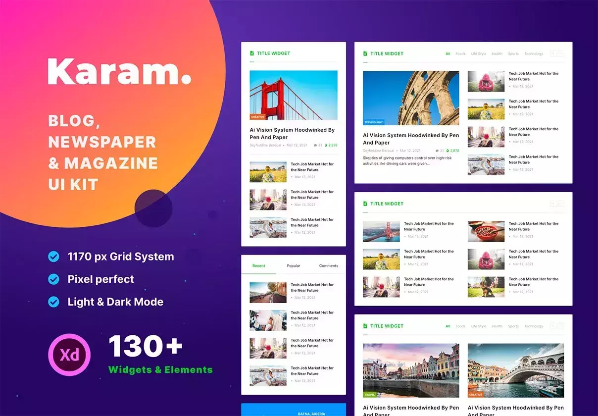 Karam - Blog Newspaper and Magazine UI Kit