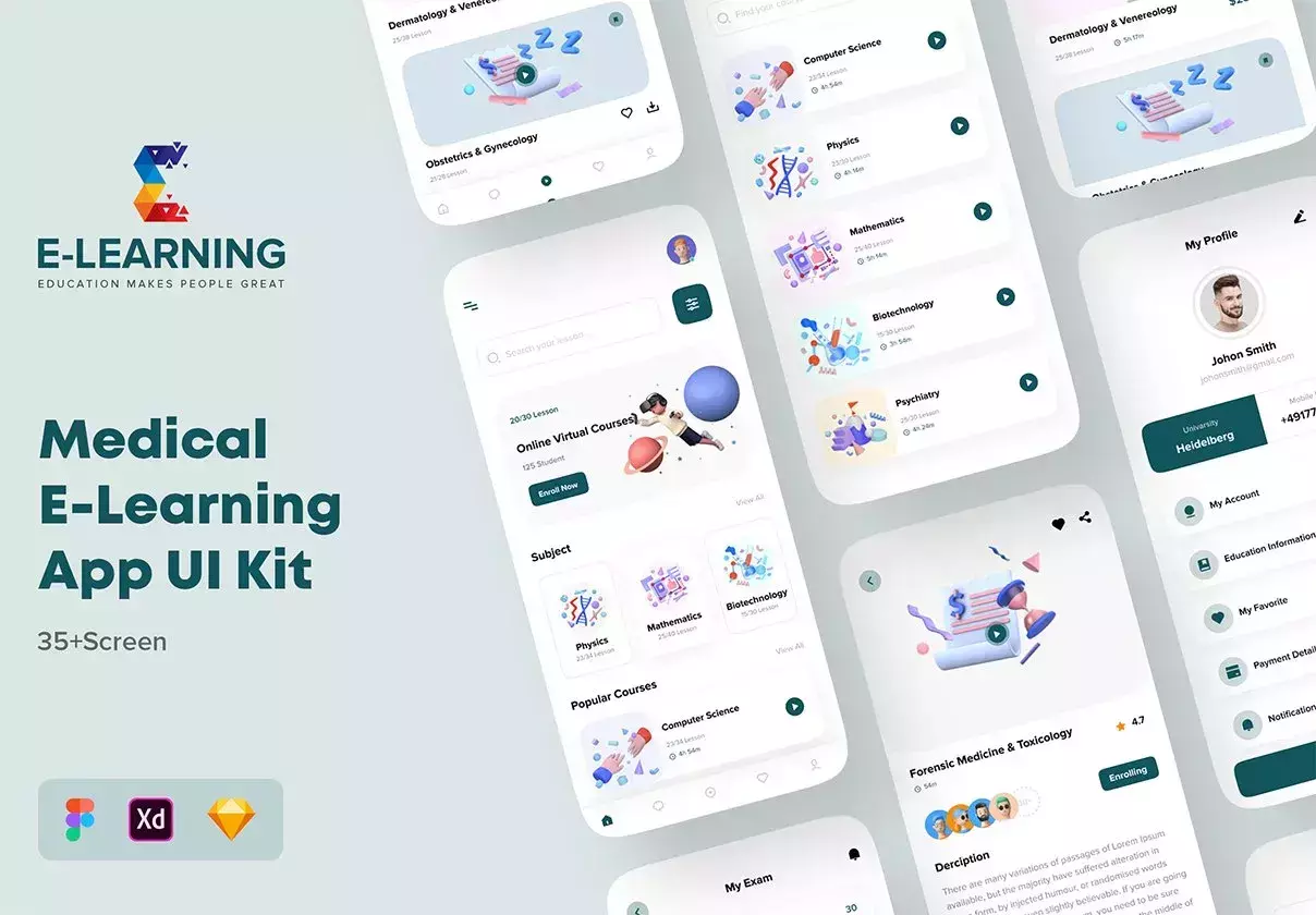 Medical E-Learning Online Course App UI Kit