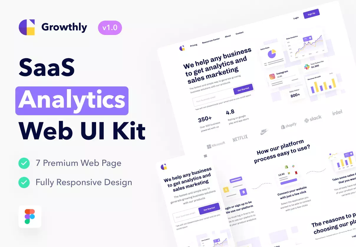 Growthly - SaaS Analytics & Sales Web UI Kit