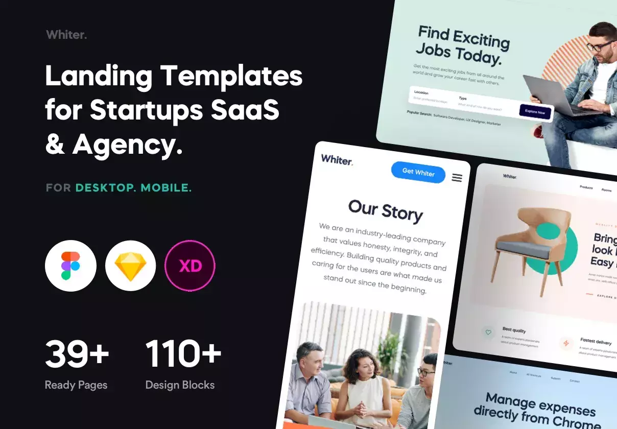 Beautifully crafted landing page design templates for App, SaaS, Startup & Agency