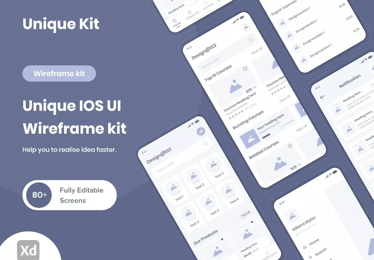 Unique IOS UI Wireframe kit