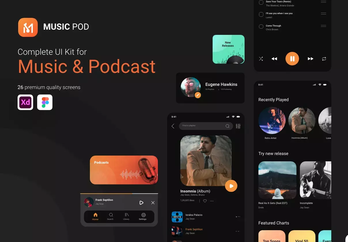 MusicPod App - Complete UI Kit