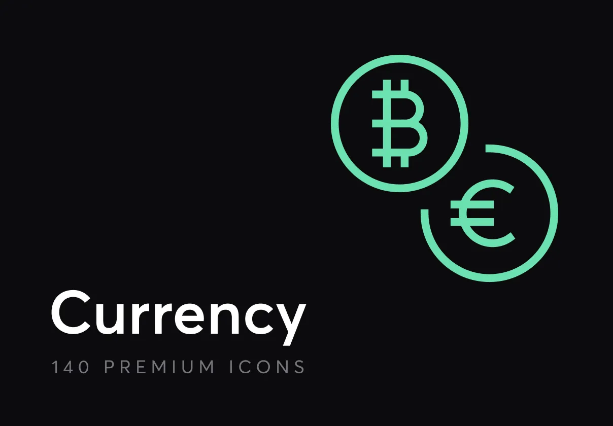 Growing collection of clean & minimal, fully customizable currency icons