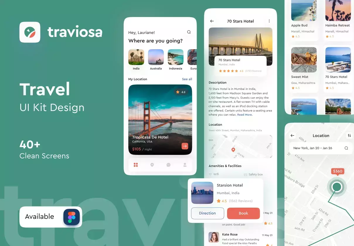 Traviosa - Travel App UI KIT Design