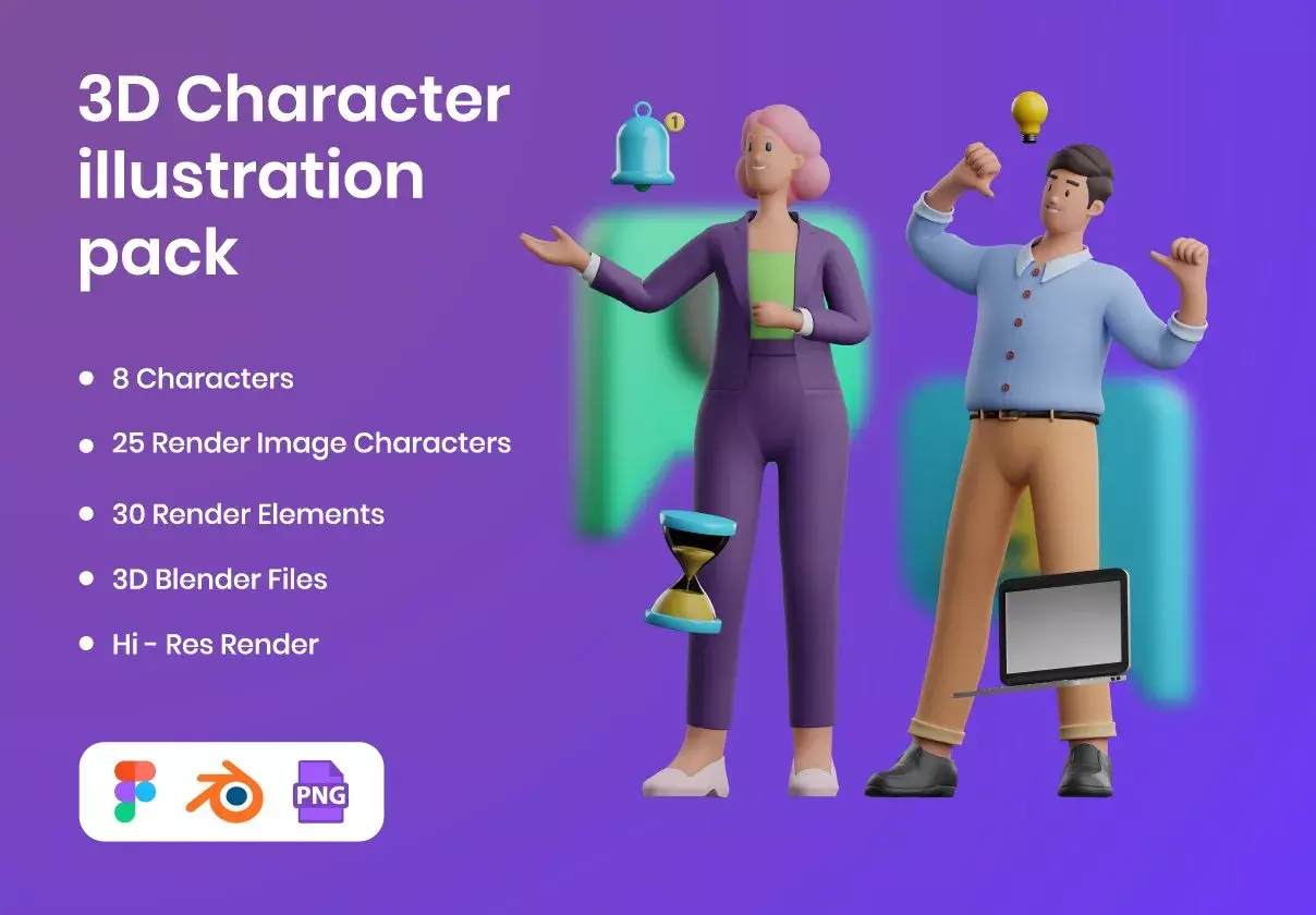 3D Business Illustration Character Pack