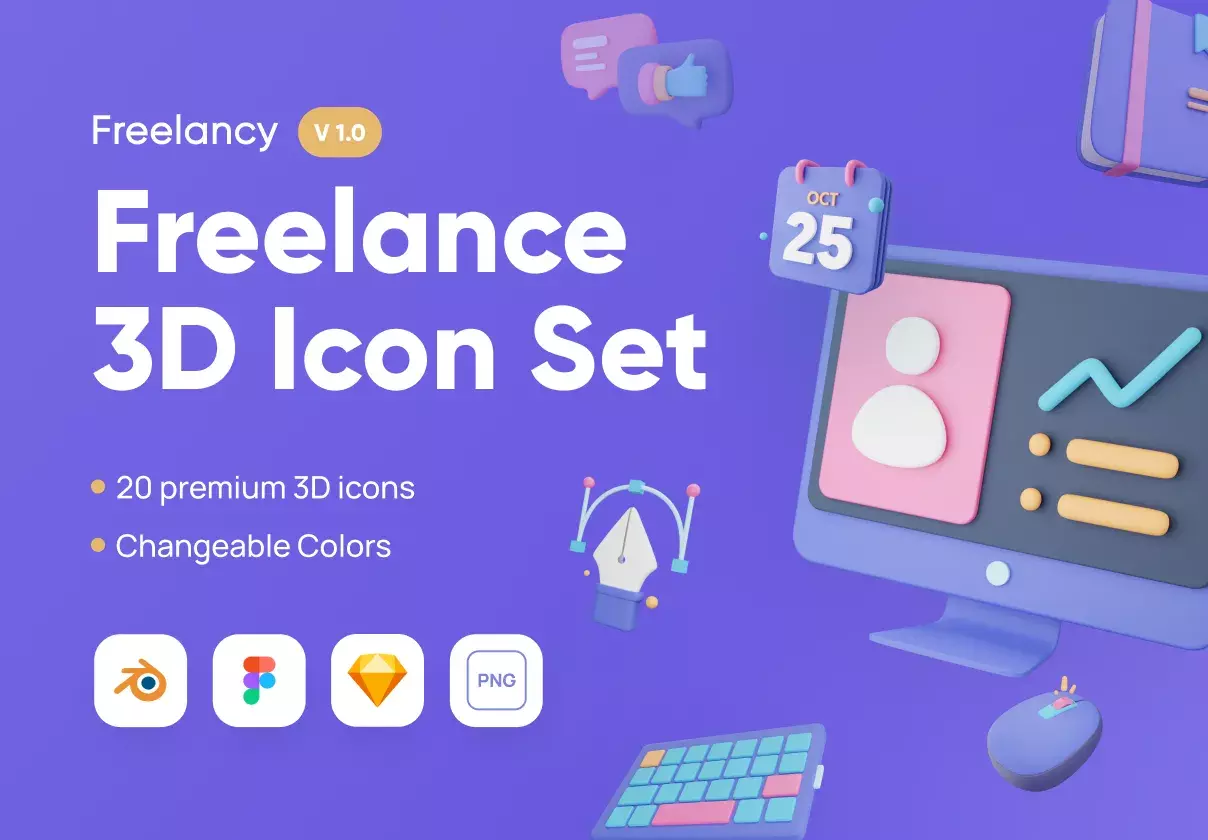 Freelancy - Freelance 3D Icon Set