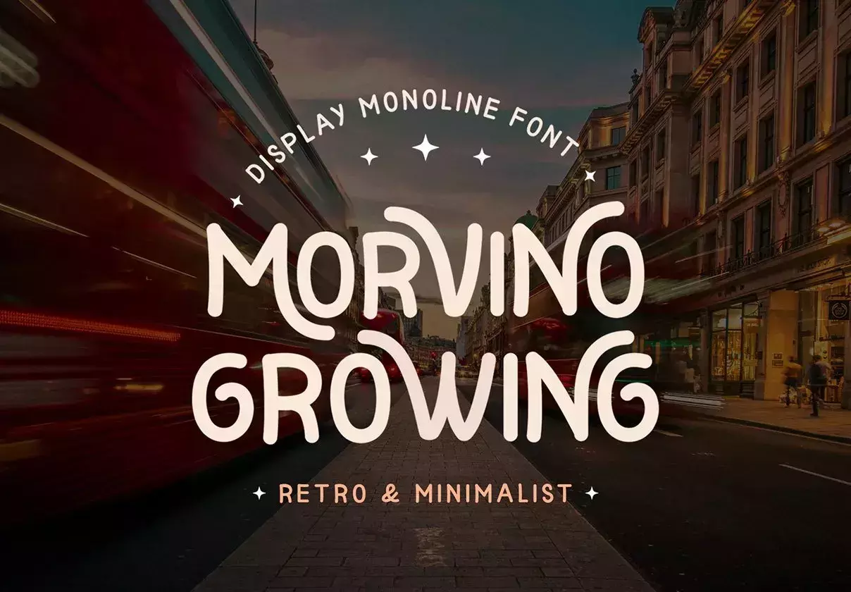 Morvino Growing - Modern & Retro Monoline font