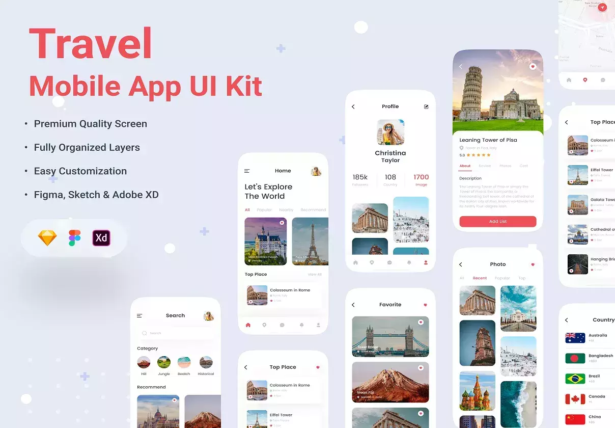 Travel Mobile App UI Kit