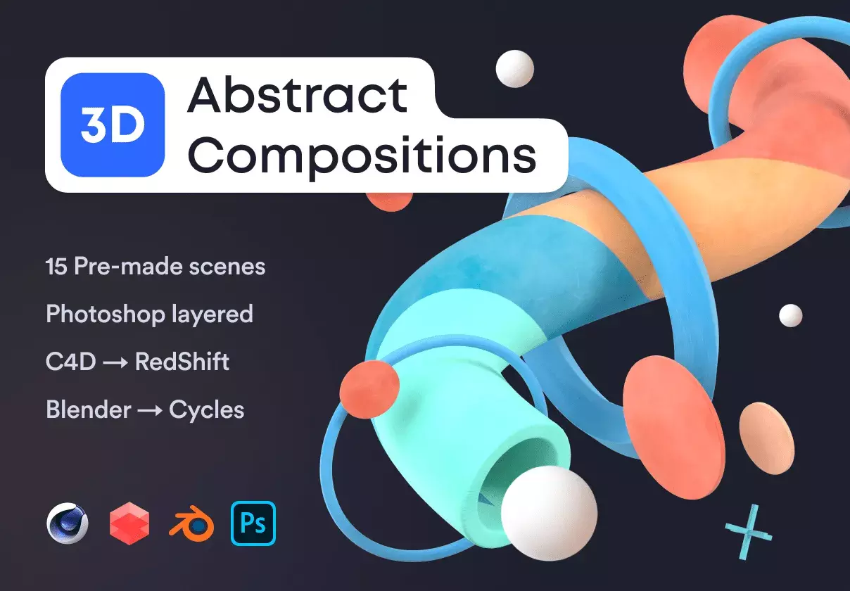 15 high-resolution 3D abstract compositions