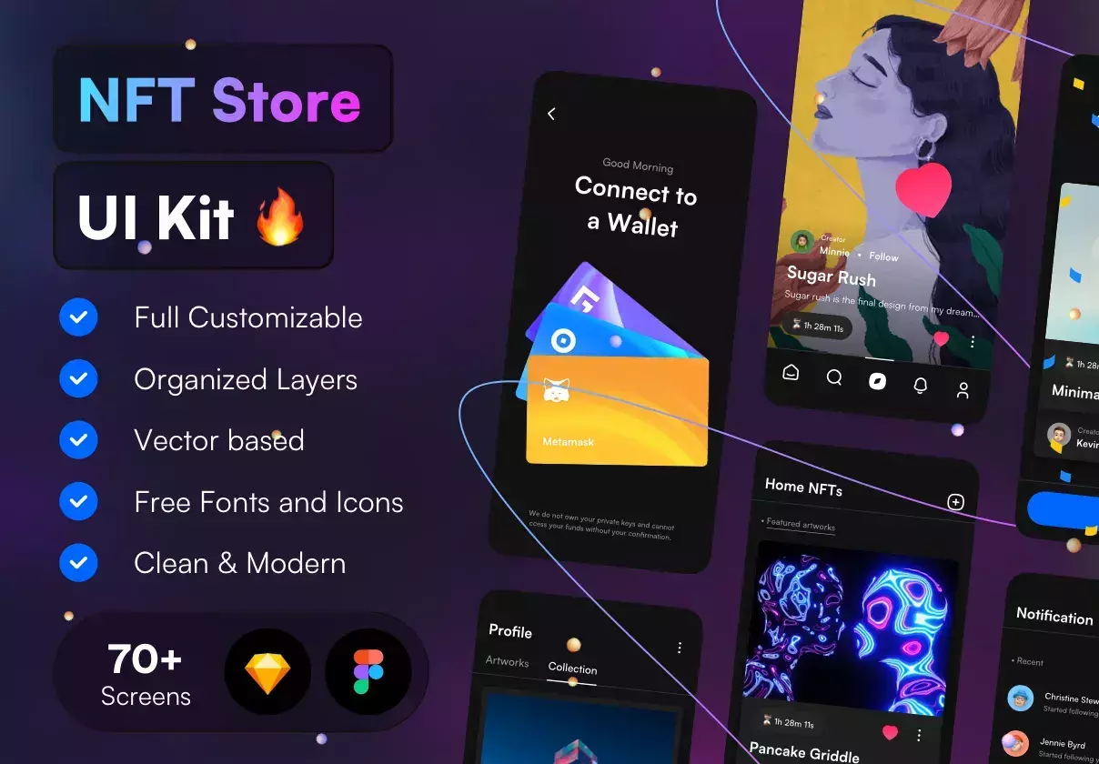 NFT marketplace UI Kit | 70+ Screens | Available for Figma & Sketch