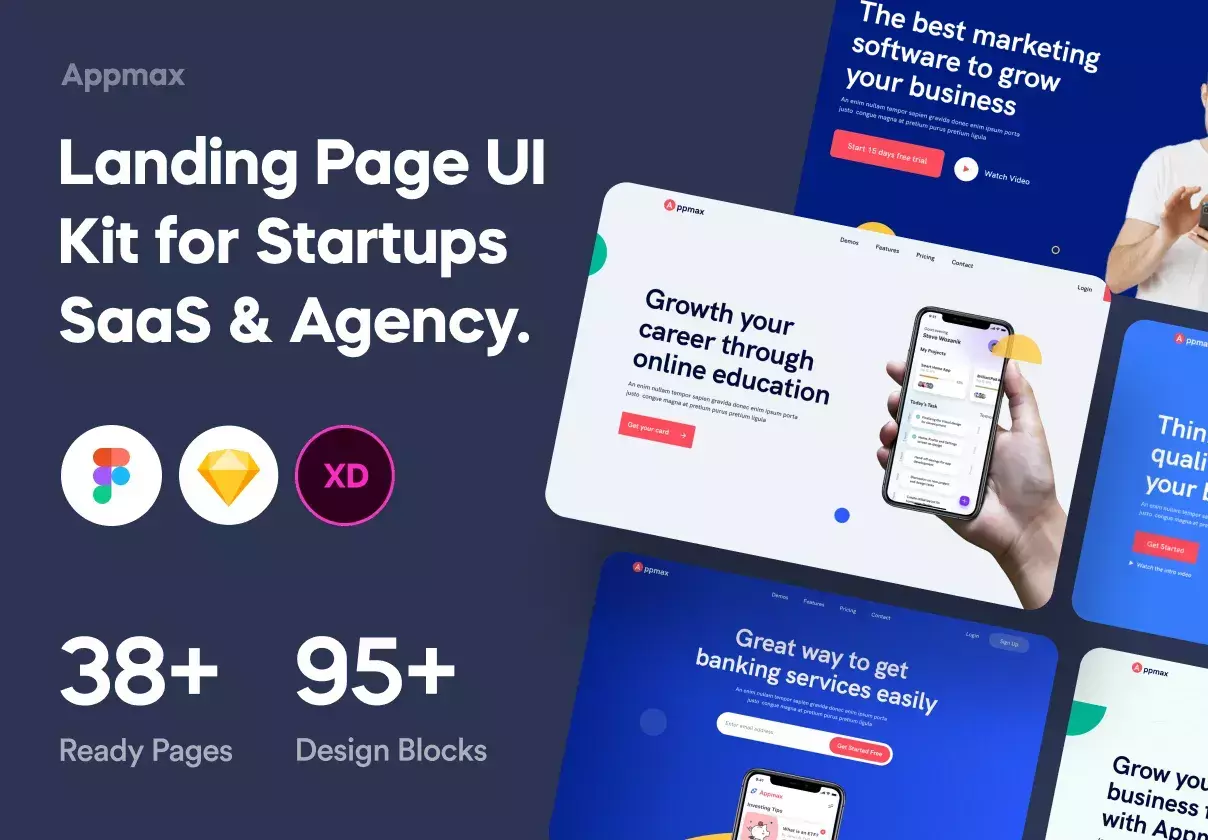 Beautifully crafted landing page design templates for App, SaaS, Startup & Agency