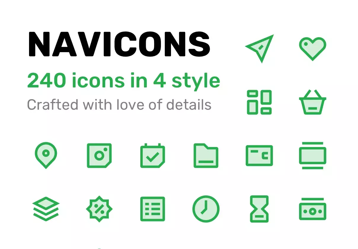 NAVICONS. Icons in 4 styles