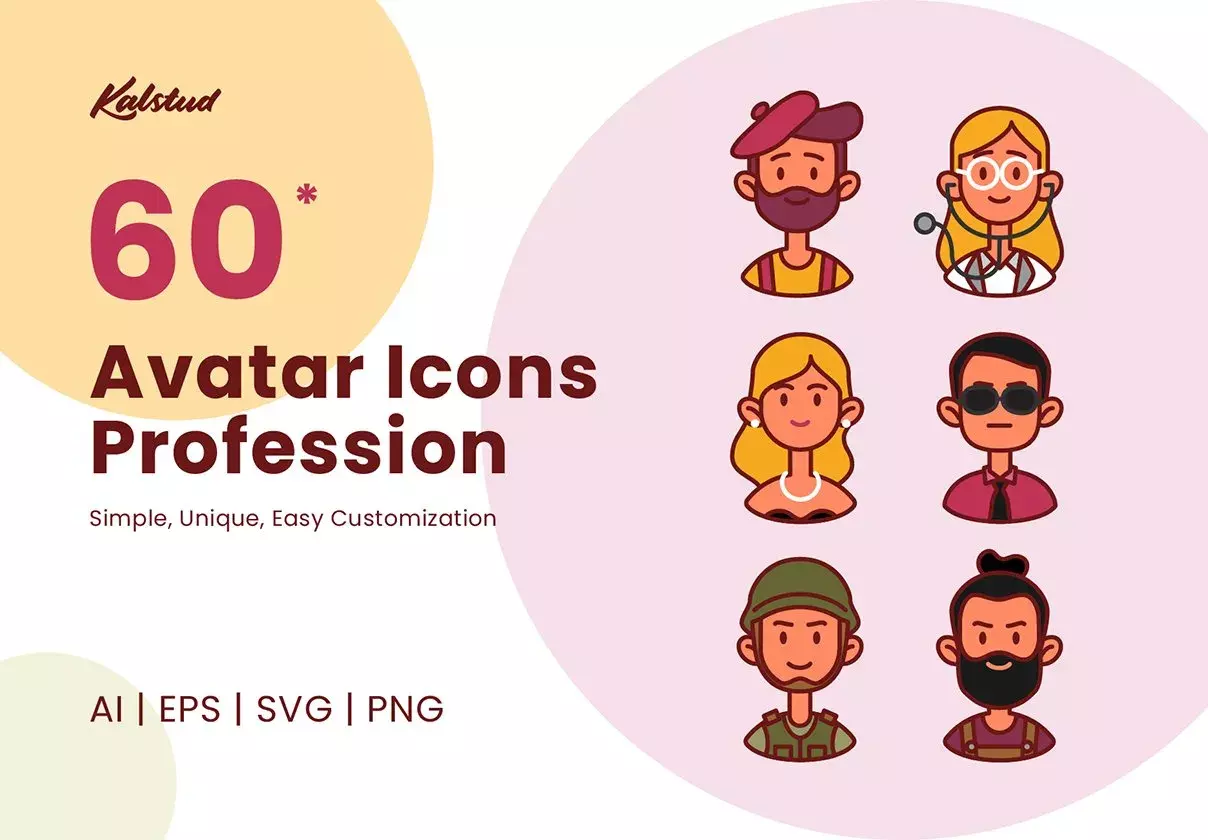 60 Avatar Icons Profession Series