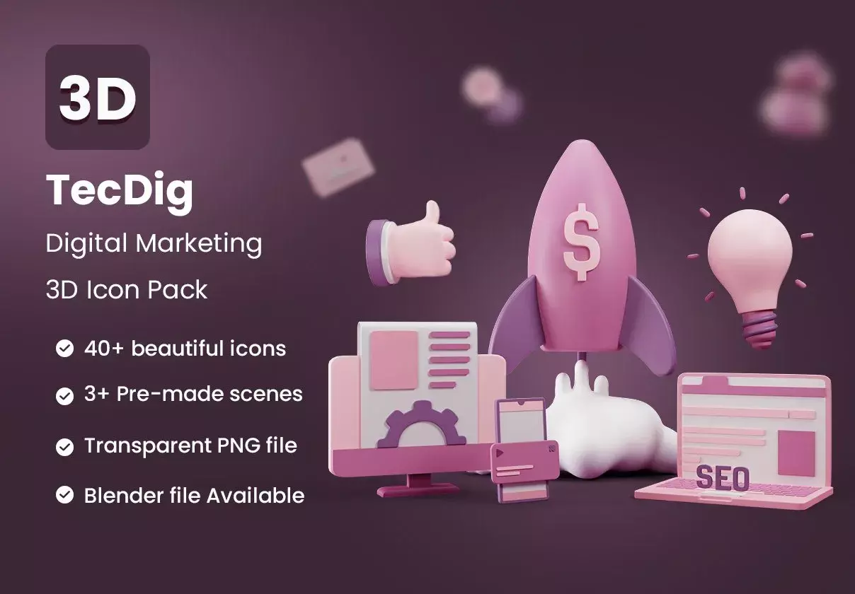 TecDig - 3D Marketing Icons Pack