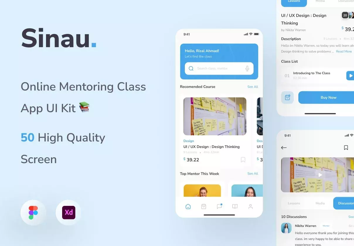 Sinau - Online Mentoring Class App UI Kit