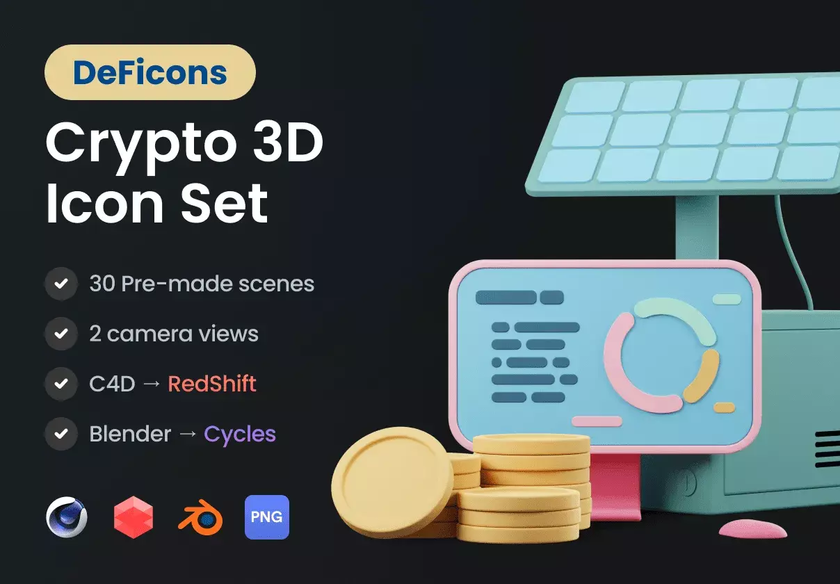 Beautiful crypto 3D icon set for your next projects