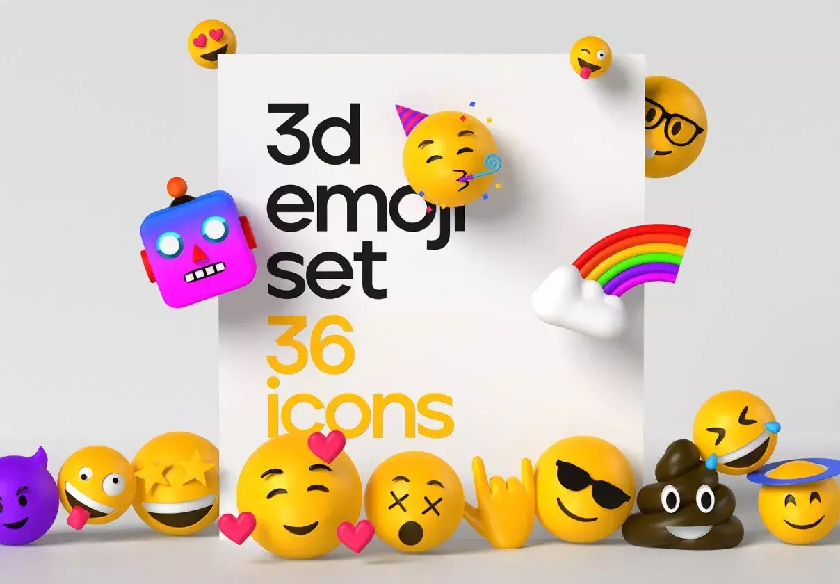 3d set of worldwide known symbol - emoji