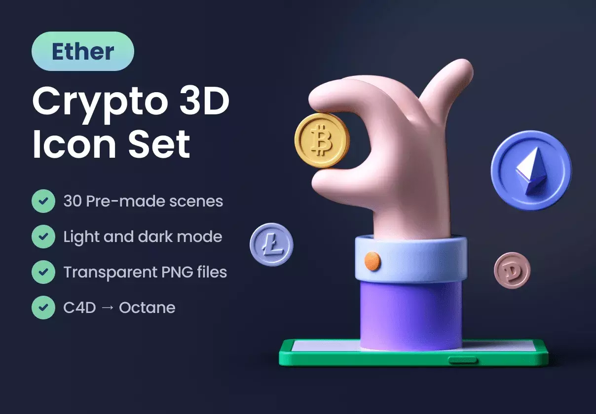 Epic crypto 3D icon set for your next projects