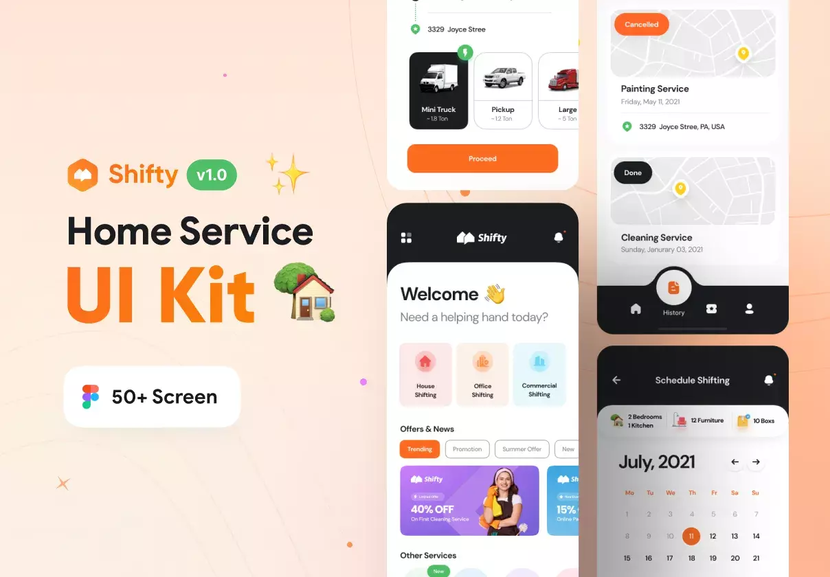 Home Service iOS App UI Kit for Figma