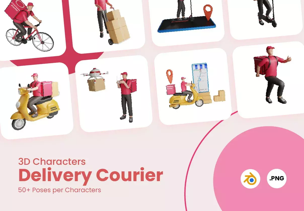 3D Characters Delivery Courier