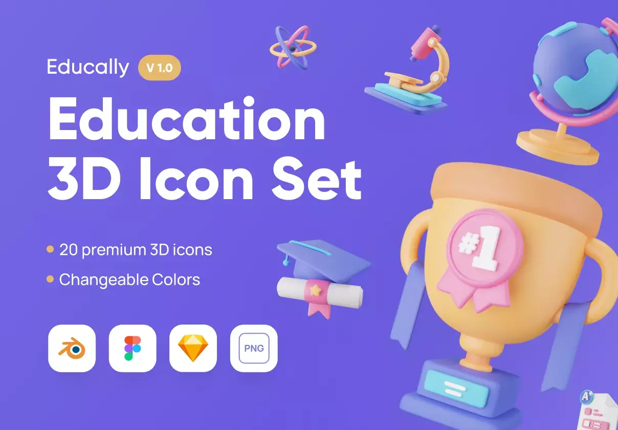 Educally - Education 3D Icon Set