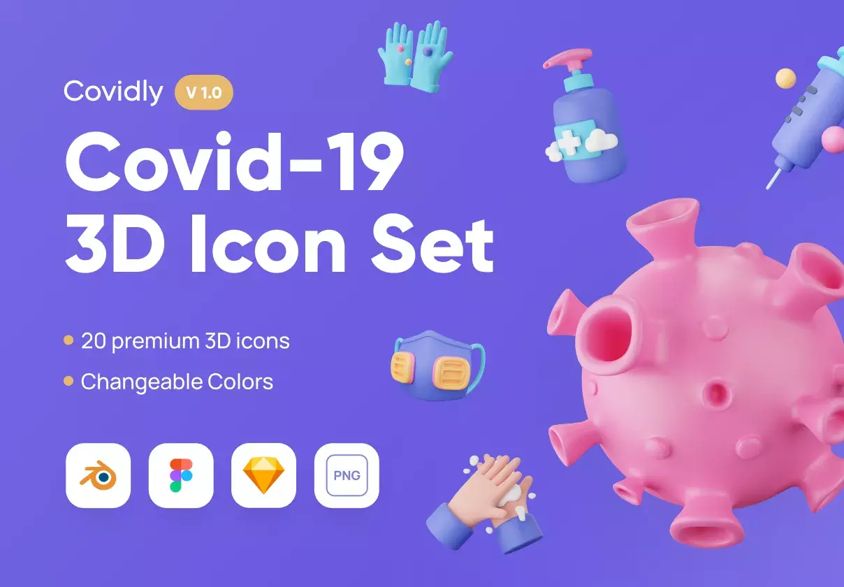 Covidly - Covid-19 3D Icon Set