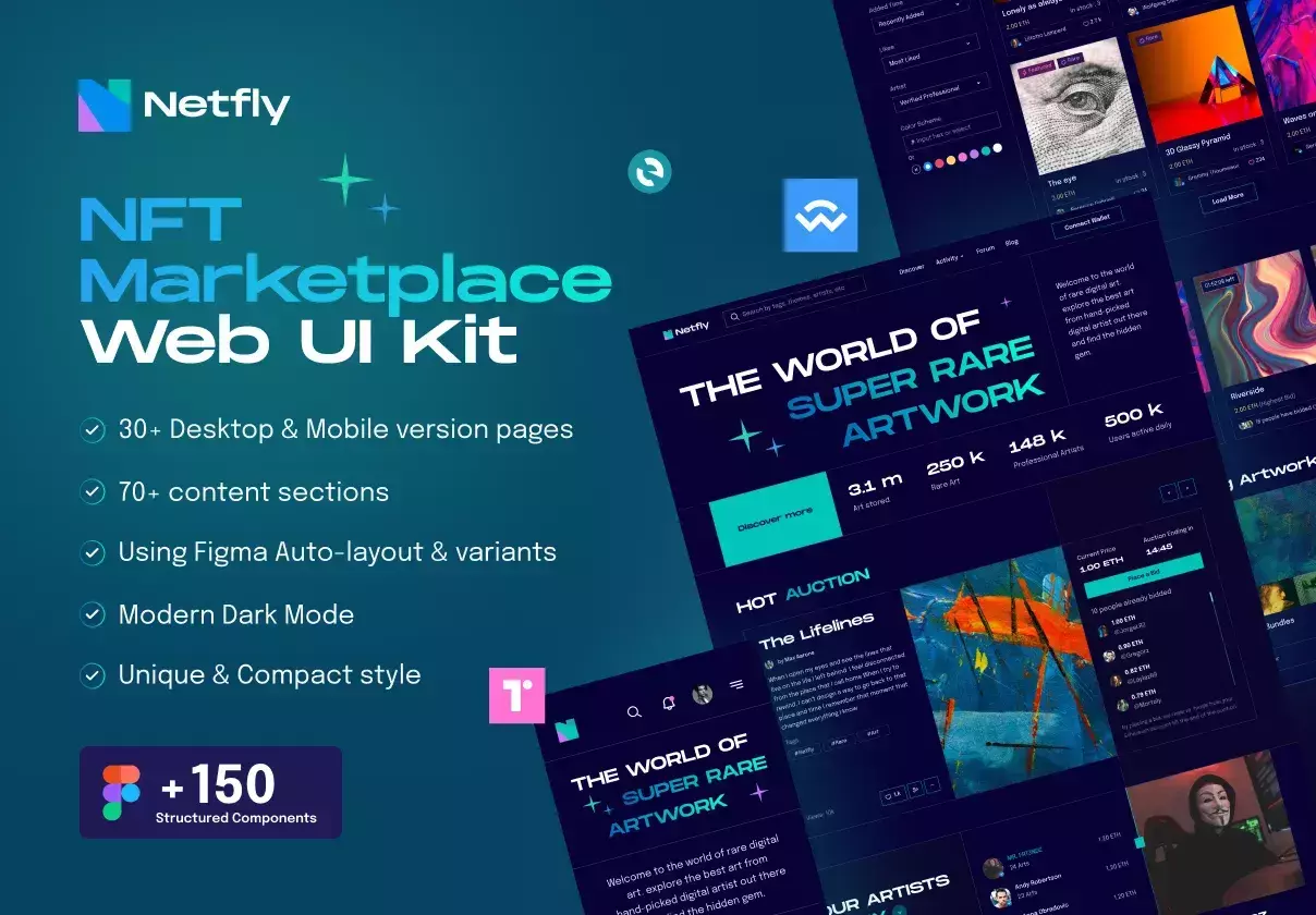 Netfly - NFT Marketplace Web UI Design Kit