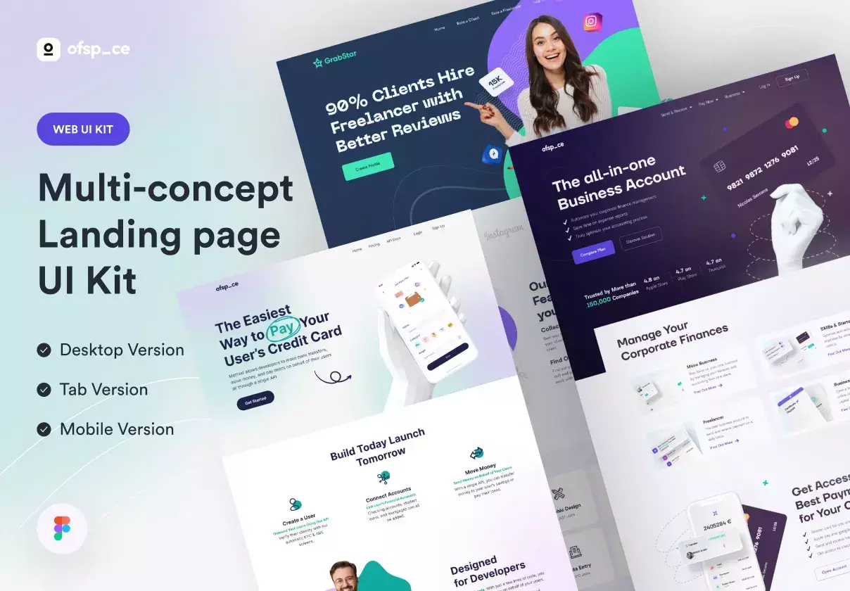 Multi-concept Landing page UI Kit V2