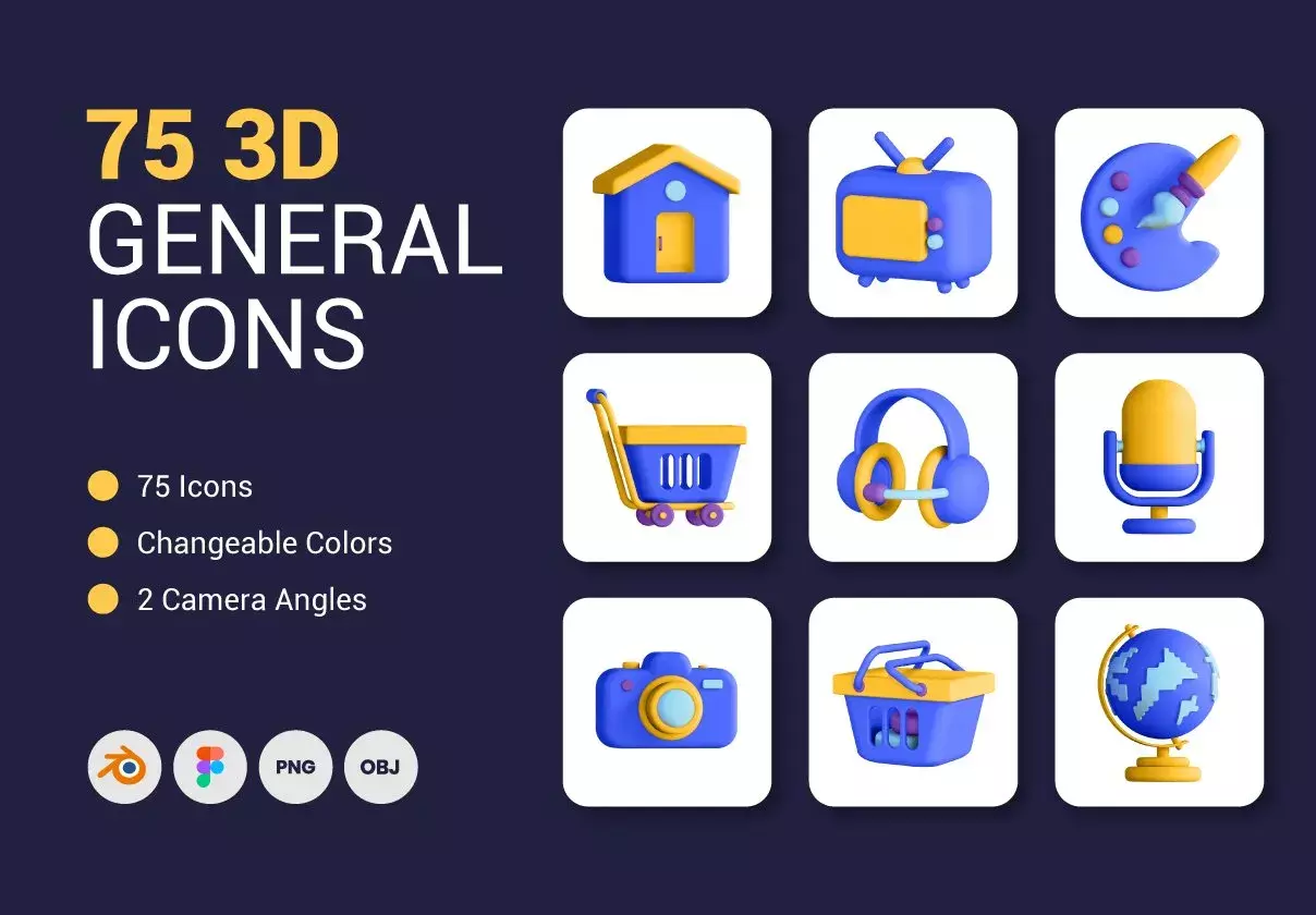 75 3D General Icons