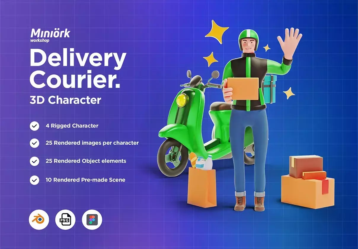 3D Character pack Delivery Courier Illustration