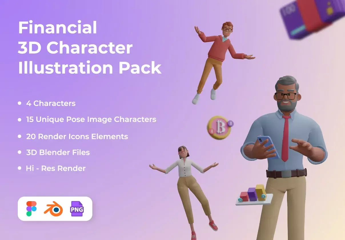 Financial 3D Character Illustration Pack