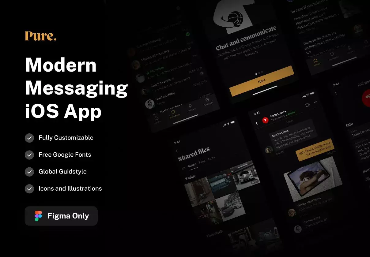 Pure - Messaging UI Kit for Figma