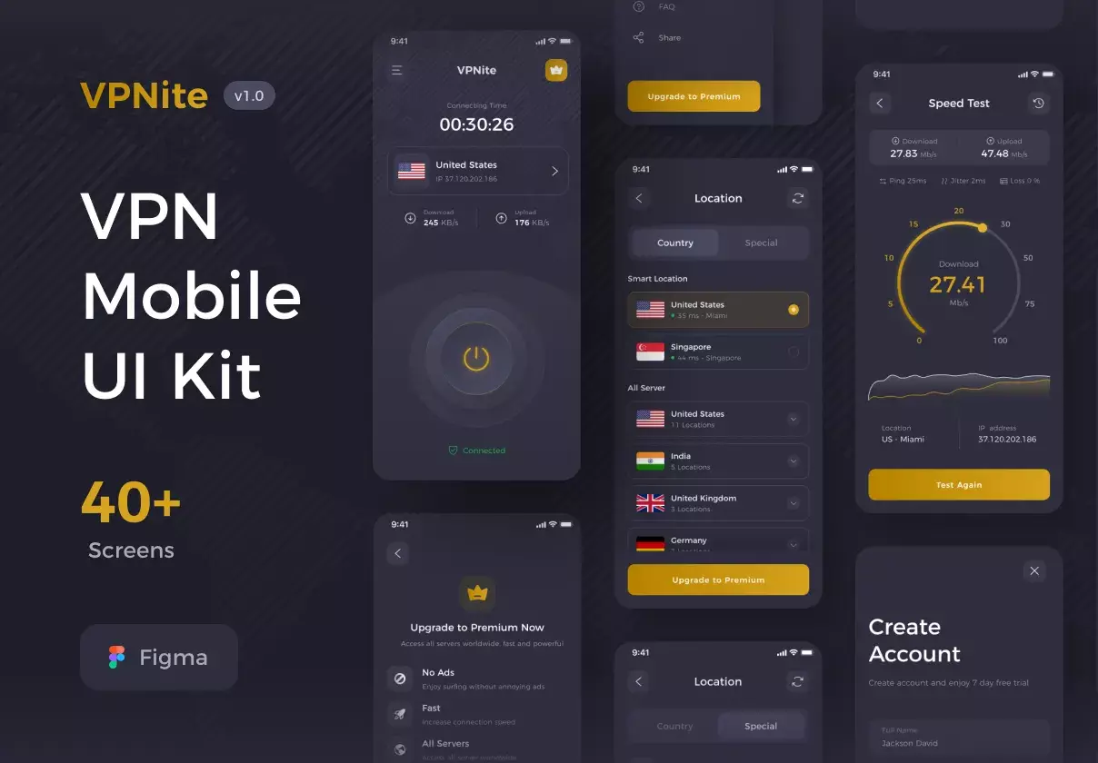 VPN Mobile UI Kit