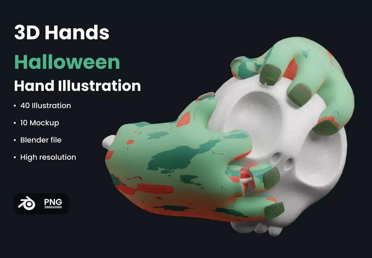 3D Halloween hands mockup