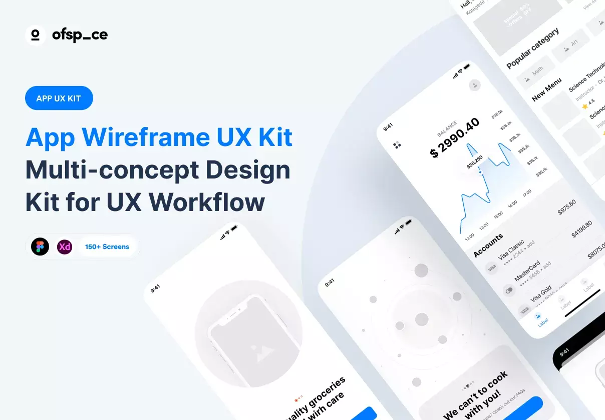 Multi-concept App Wireframe UX Kit