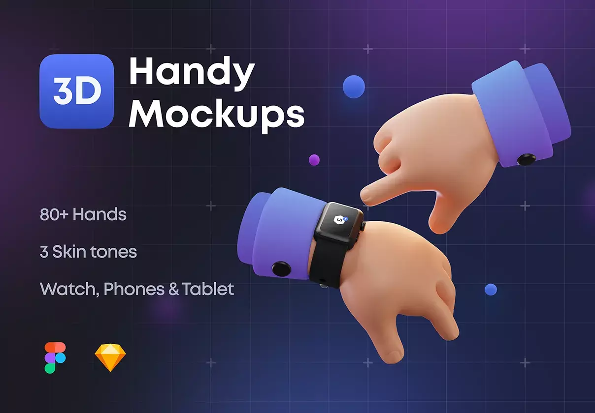 80+ colorful hands with devices