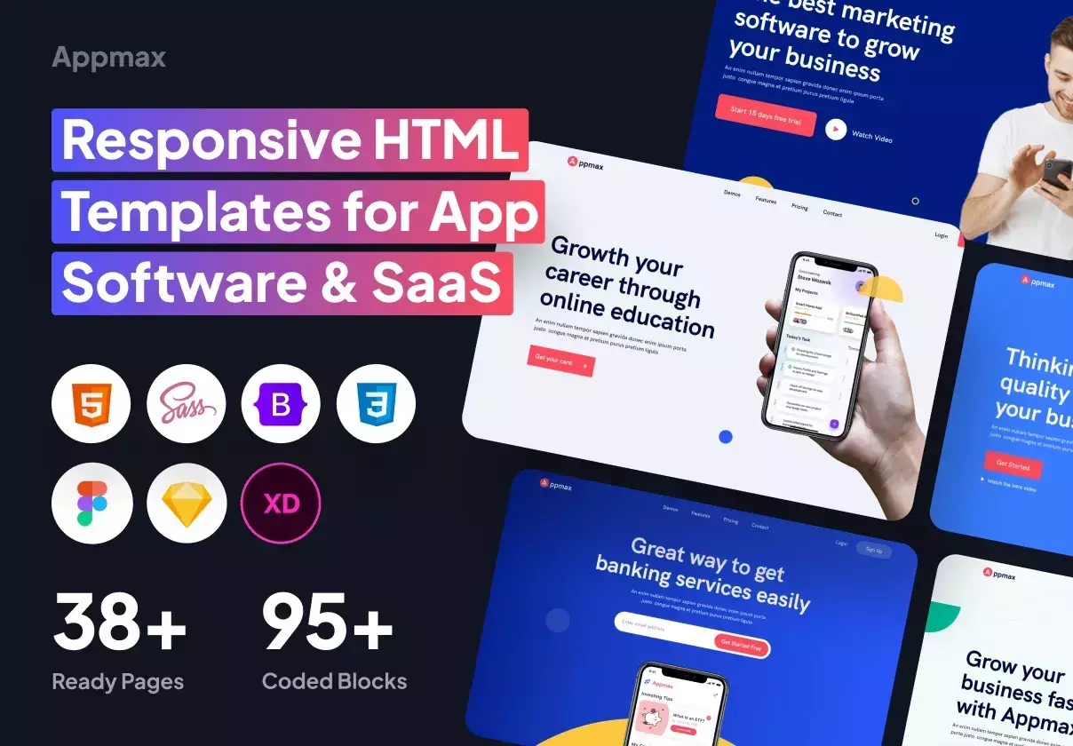 Production Ready Bootstrap Landing Templates for SaaS, Services, Software, Agency & App