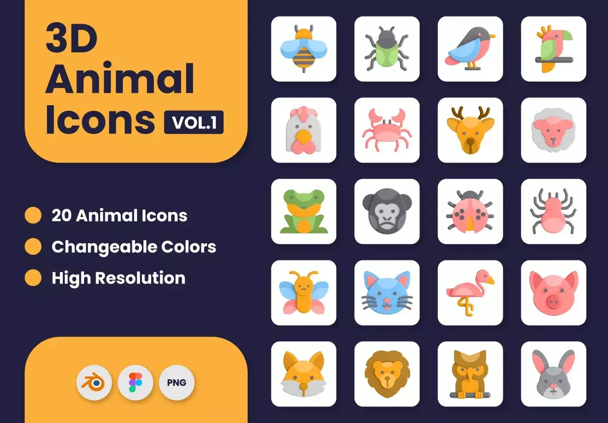 3D Animal Icons