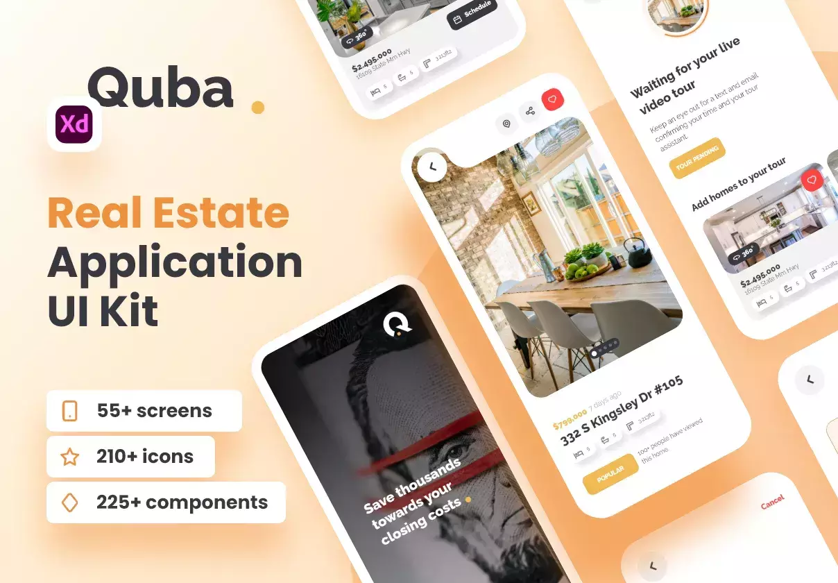 Quba - Real Estate Application UI Kit for Adobe XD