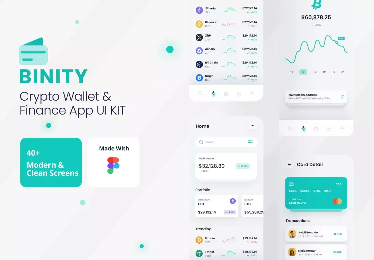 Beautiful, Usable and Modern Crypto Wallet App UI Kit