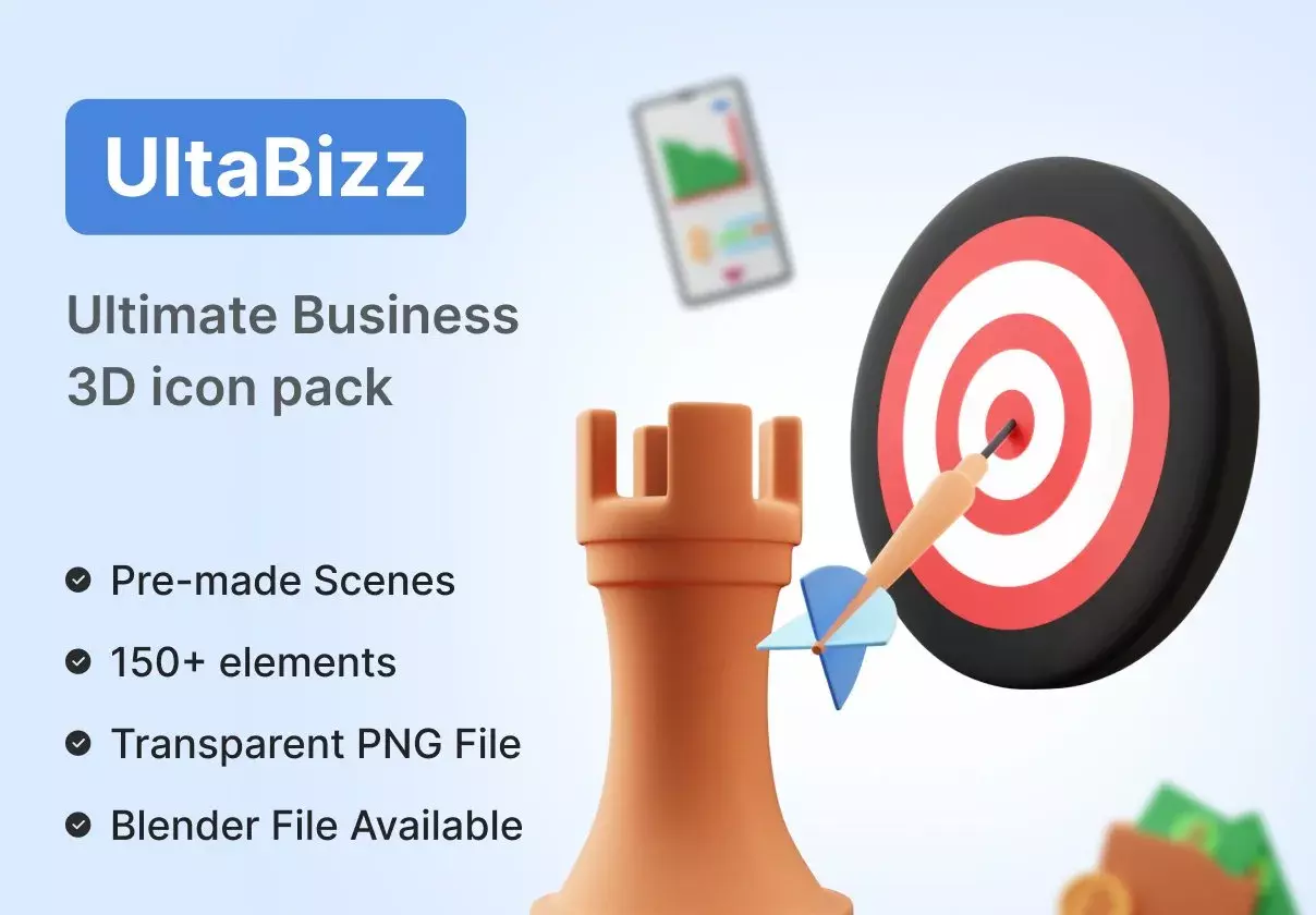 UltaBizz - Best Ultimate Business 3D Icons Pack