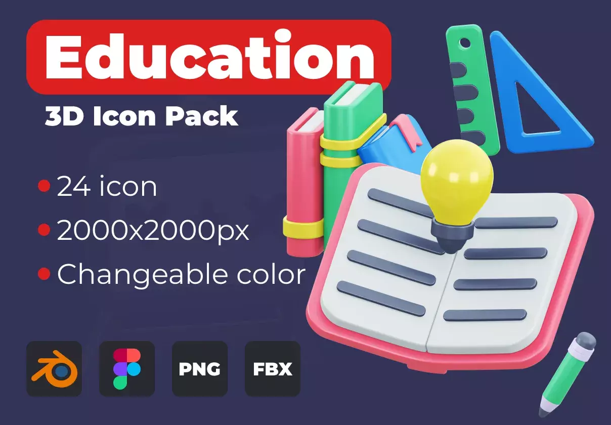 Education 3D icon pack